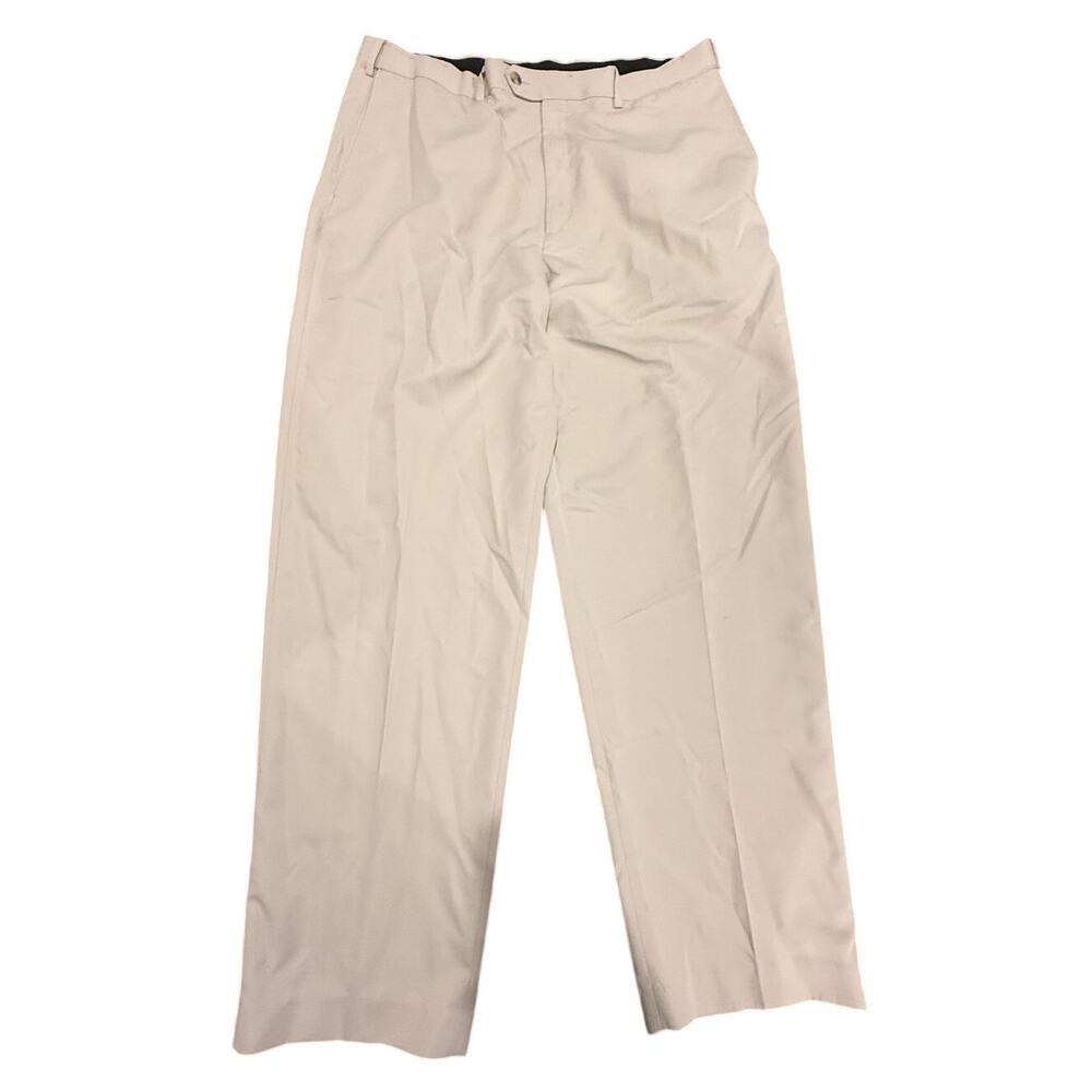 Roundtree & Yorke Men's Beige Performance Flat Front Dress Pants Size 38x32
